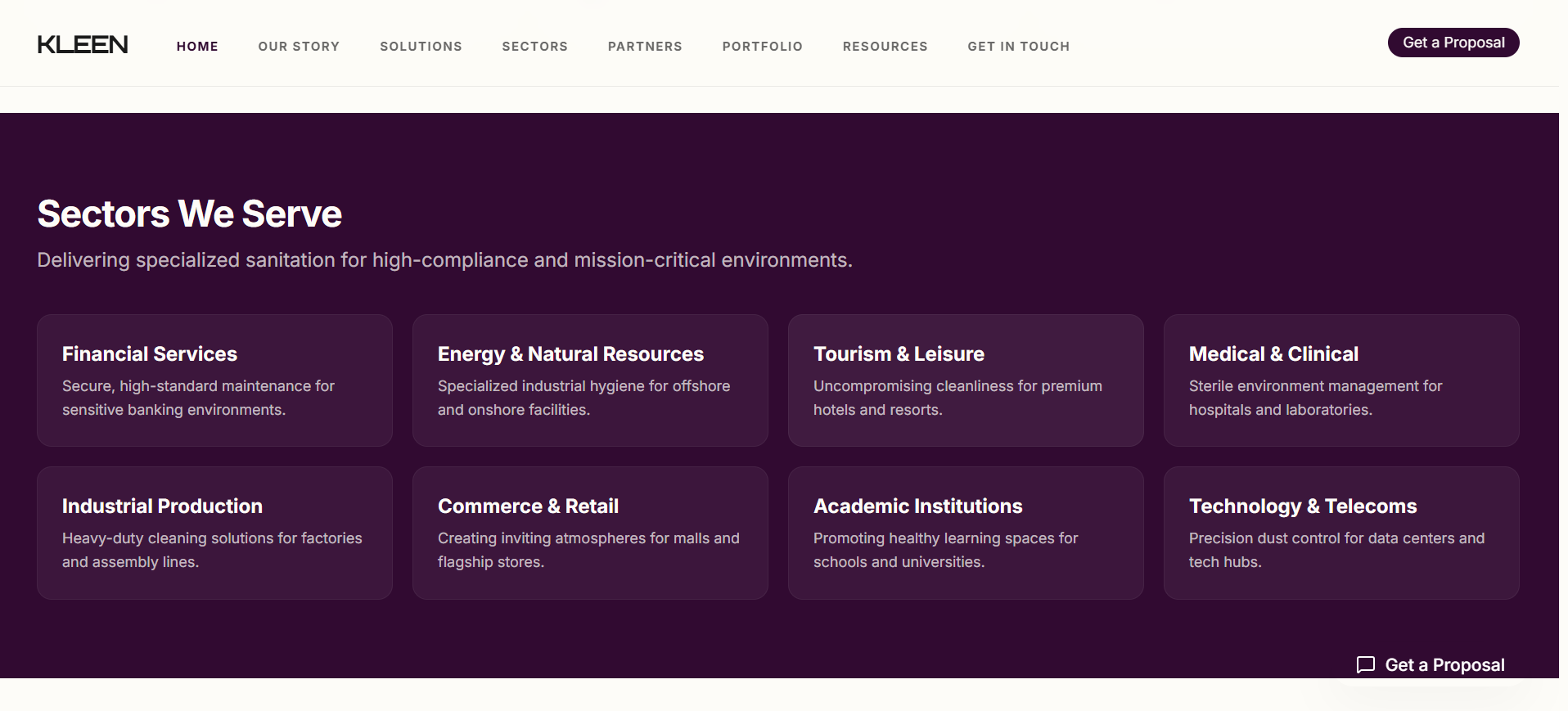 Kleen services cleaning services website